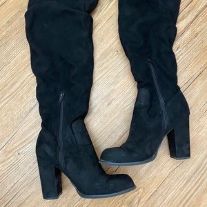Black suede boots